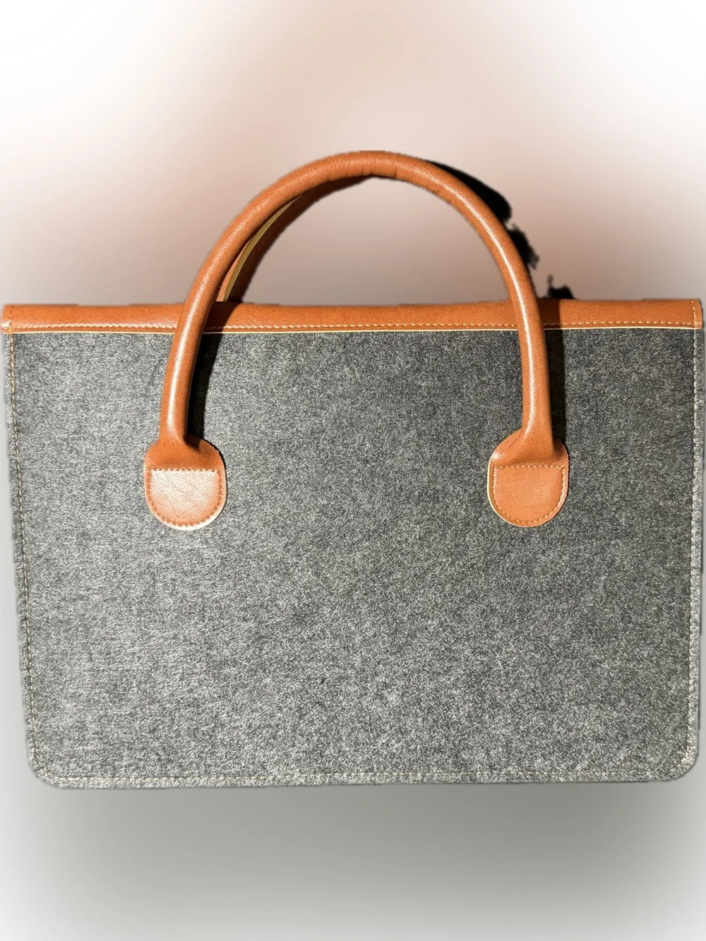 NWOT Drawiger Wool Leather Laptop Sleeve Briefcase 15” MacBook Gray